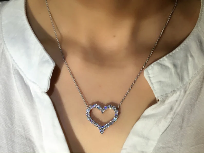 Open Heart Pendant Necklace | 925 Sterling Silver | Gift For Her | Delivered in Gift Box