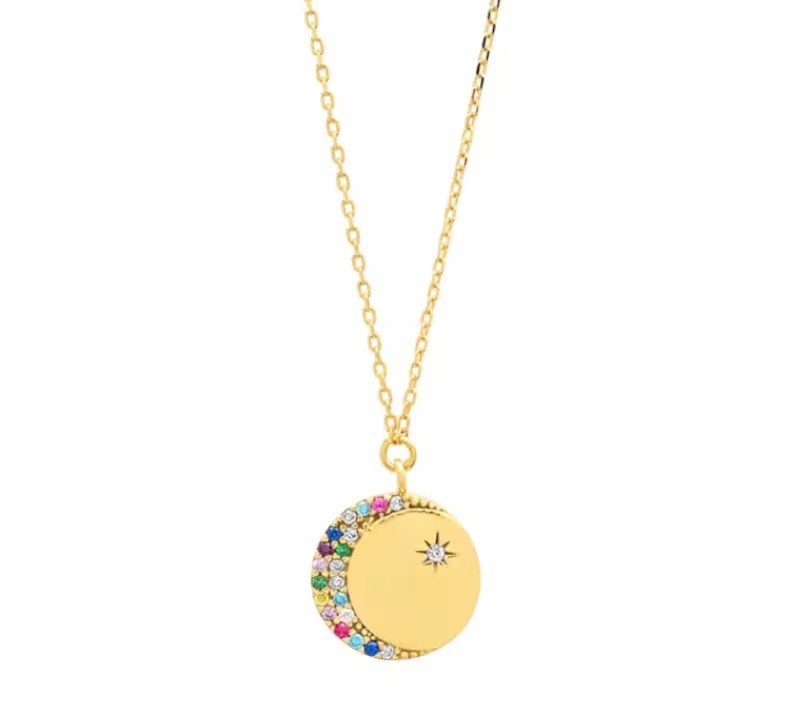 Twinkling Star Multi Color Pendant Gold Necklace | 925 Sterling Silver | Gift for her