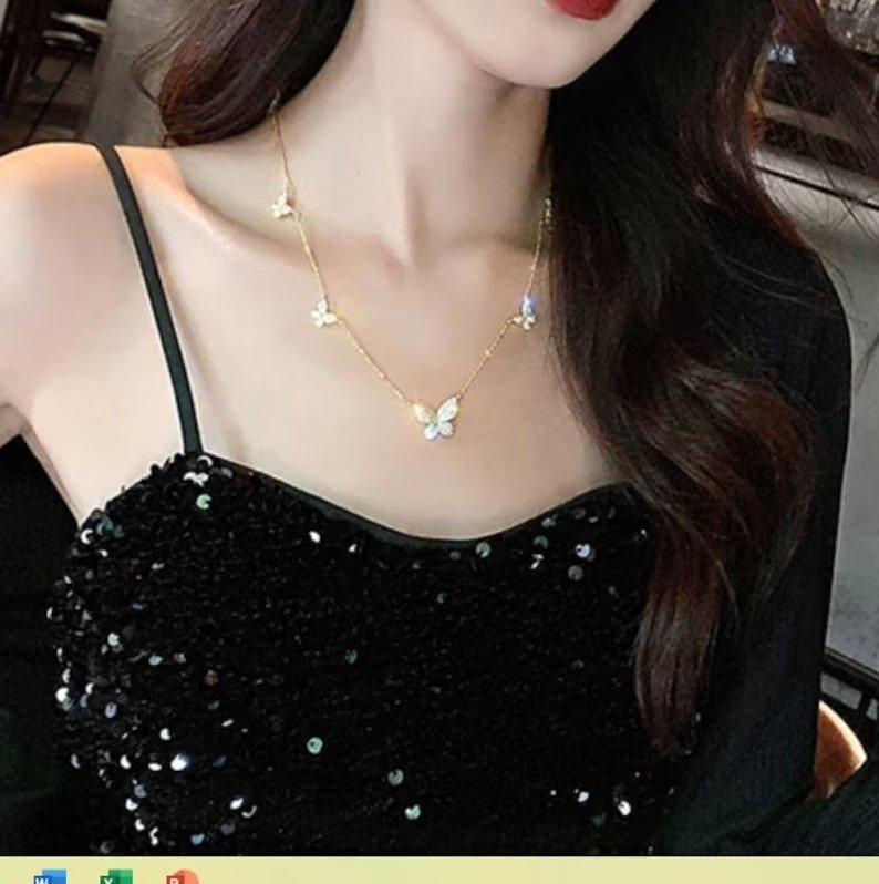 Butterfly Necklace | 925 Sterling Silver | 5 Gold butterflies | Comes with Gift Box | Gift for her