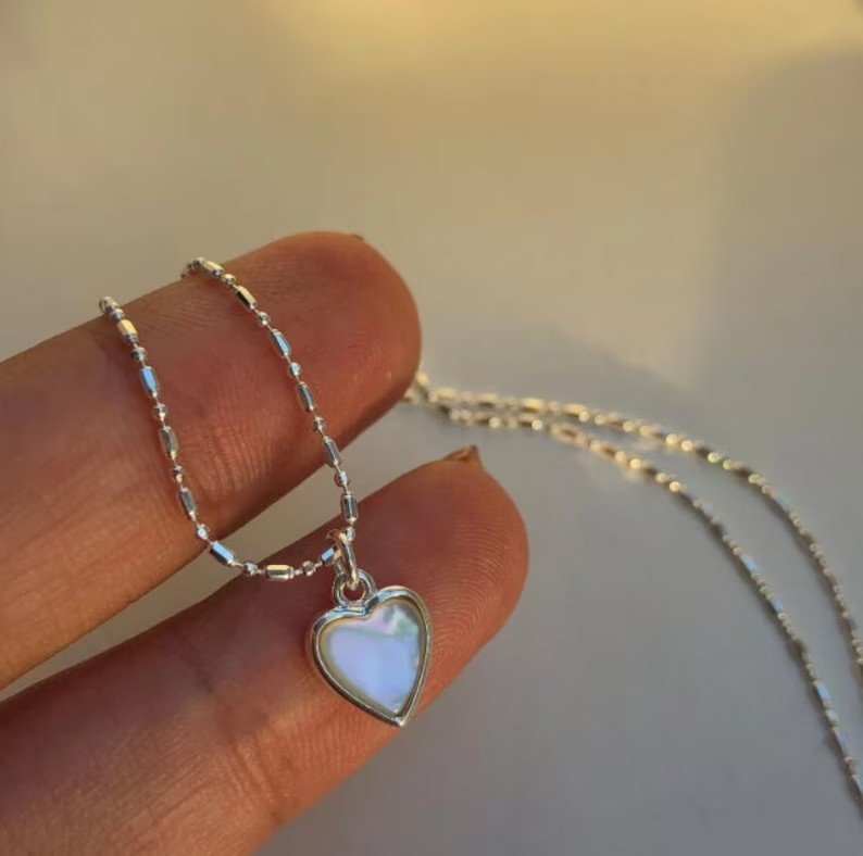 Heart Shell Chain Necklace | 925 Sterling Silver | Gift For Her | Delivered in Gift Box