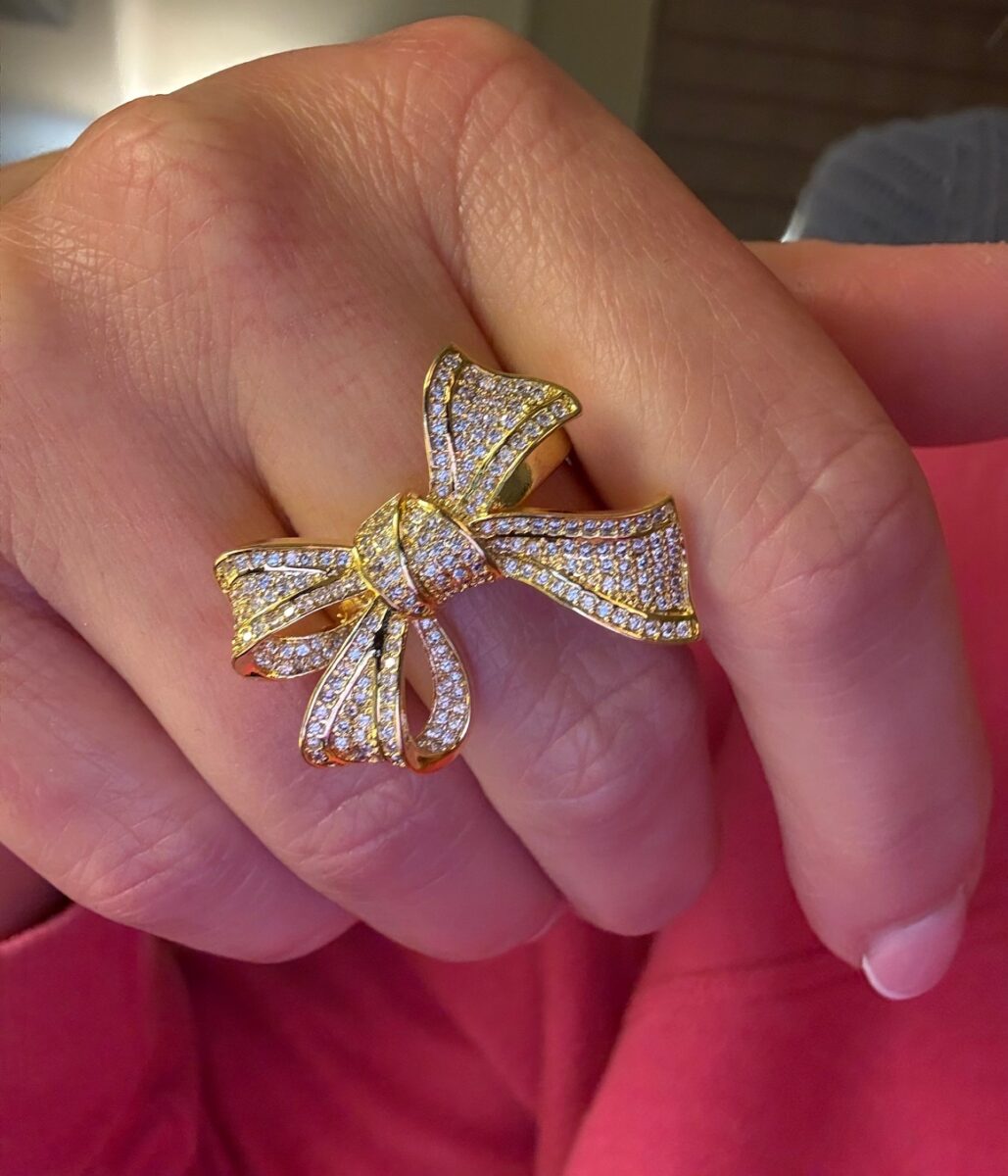 Big Gold Bow Ring | 925 Sterling Silver Gold Plated | Sizes 6-10