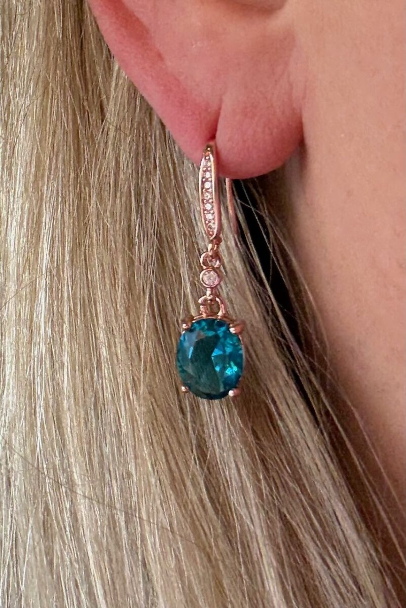 Blue Topaz Dangle Drop Earrings | 925 Sterling Silver | Drop Earrings | Gift for her | Rose Gold Earrings | Minimalist Earrings