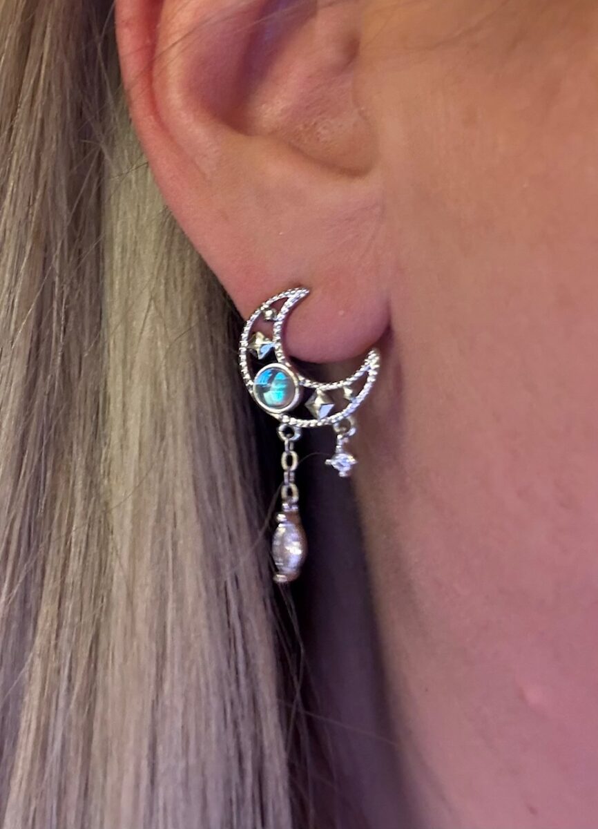 Crescent Tassel Moon Earrings | 925 Sterling Silver