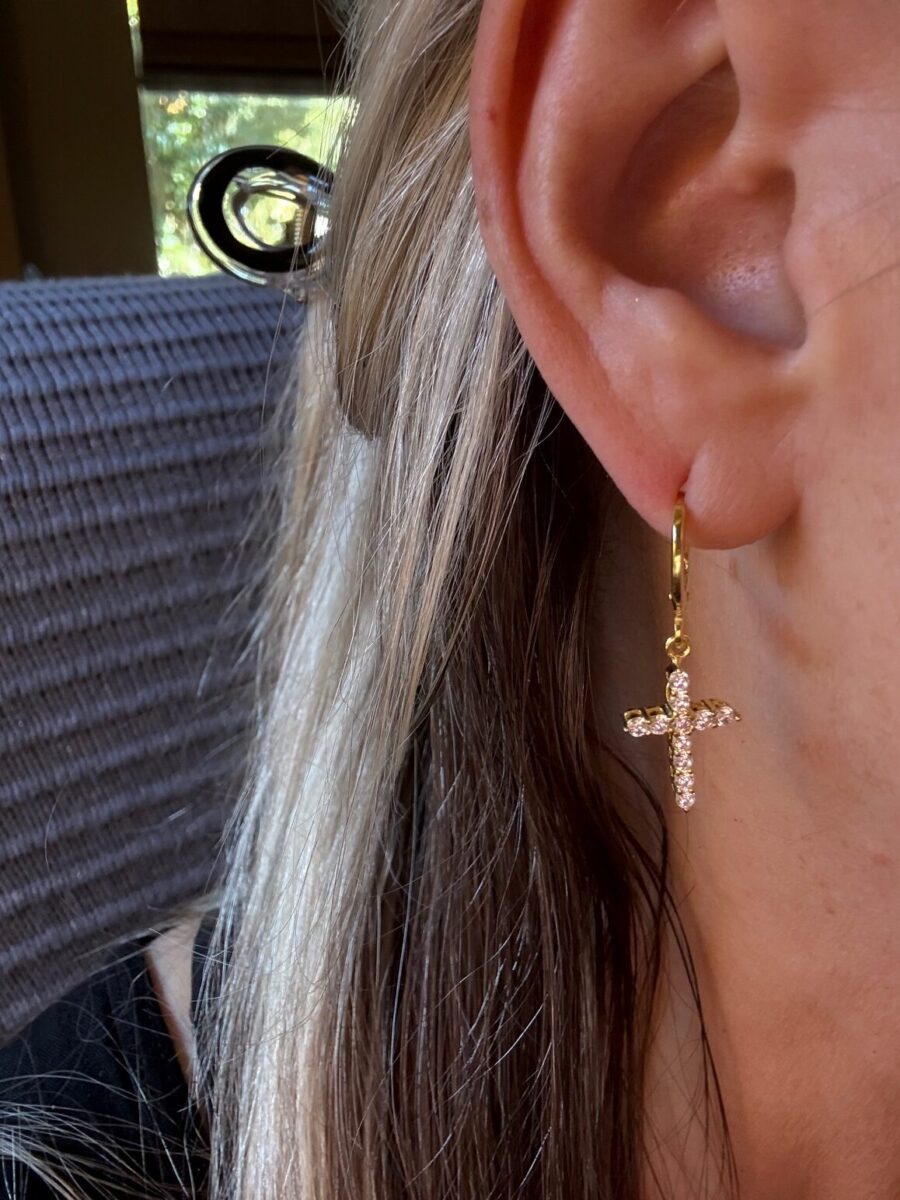 Cross Pendent Diamond Earrings | 925 Sterling Silver