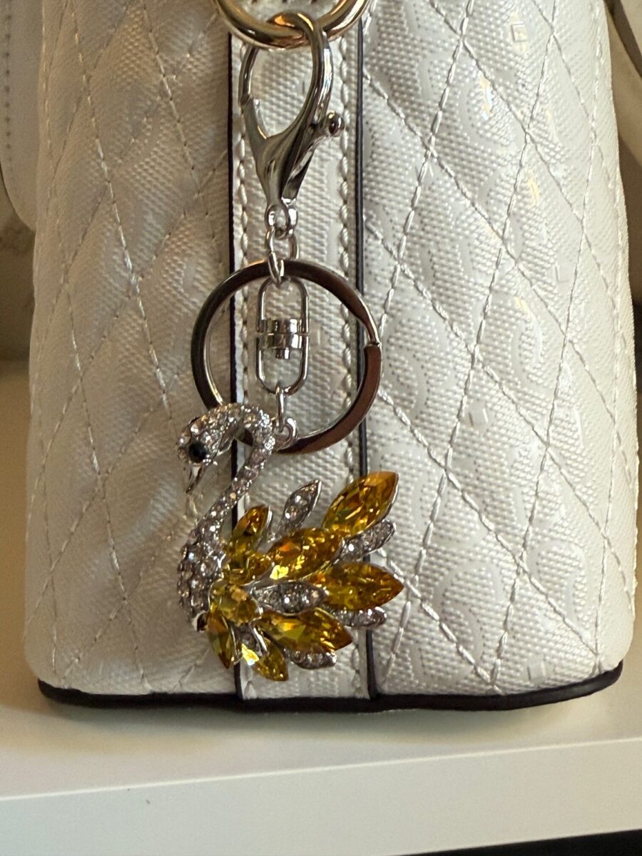 Crystal Swan Handbag Charm | Keychain | Available Silver, Black, Gold | Delivered in Gift Bag