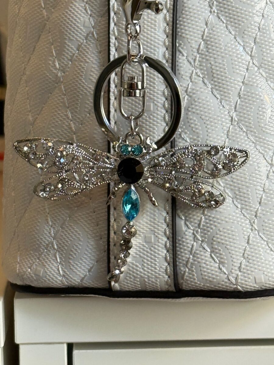 Dragonfly Blue Crystal Keychain Handbag Charm | Gift for Her | Delivered in Gift Bag.