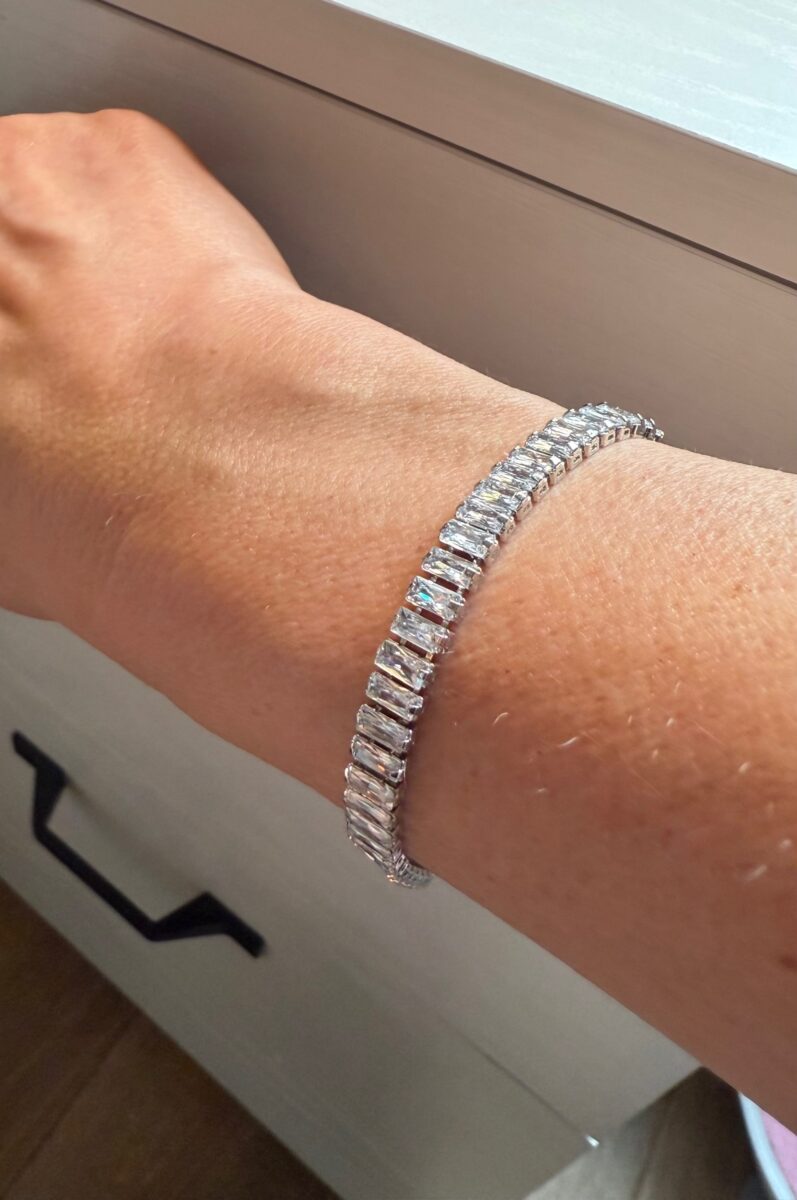 Emerald Cut Diamond Paver Bracelet | 925 Sterling Silver