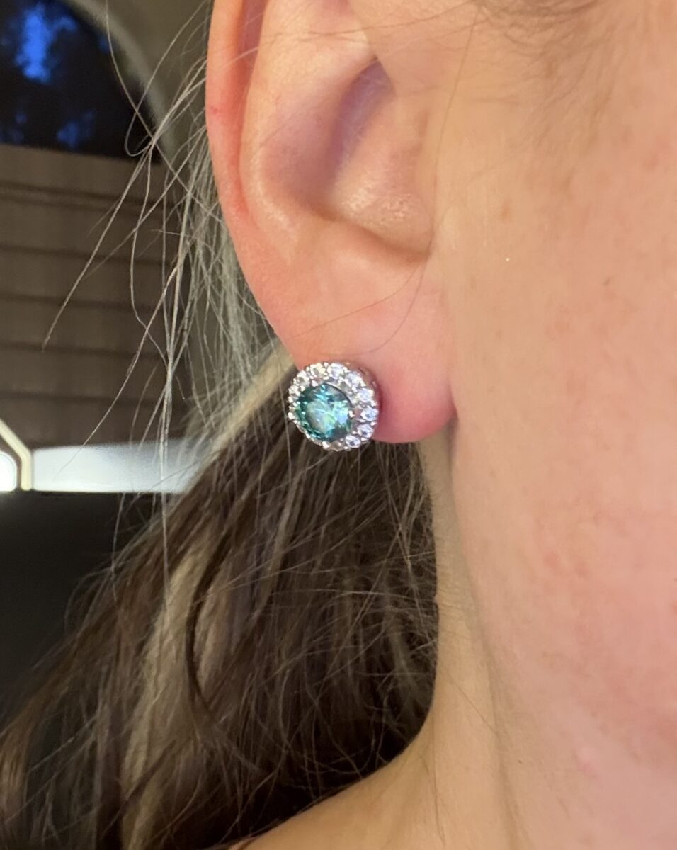Green Halo Earrings | 925 Sterling Silver