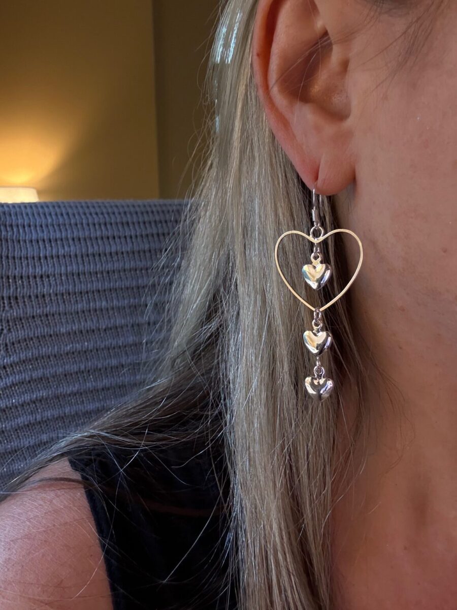 Heart Tassel Dangle Drop Earrings | 925 Sterling Silver | Gift for Her