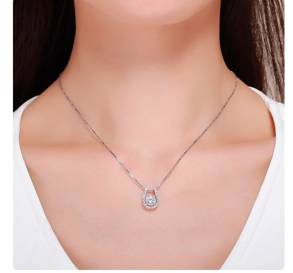 Horseshoe Pendant Necklace | 925 Sterling Silver | 16" Chain | Good Luck Gift for Her | Delivered in Gift Box