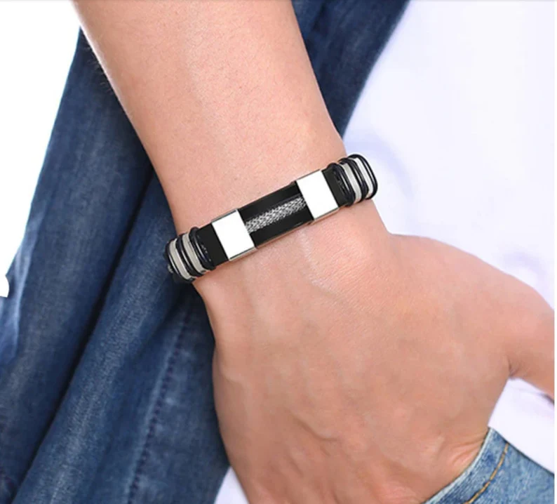 Men’s Black & Silver Bracelet | 8.5″ Modern Masculine Design