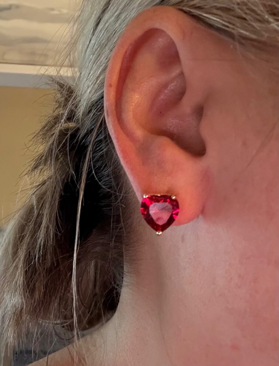 Red Heart Earrings I 925 Sterling Silver Rose Gold Plated