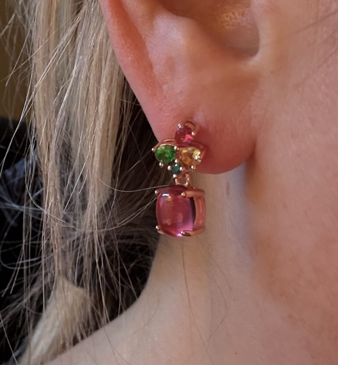 Ruby Red Multi Color Drop Earrings | 925 Sterling Silver | Dangle Drop Earrings | Gift for her | Rose Gold Earrings