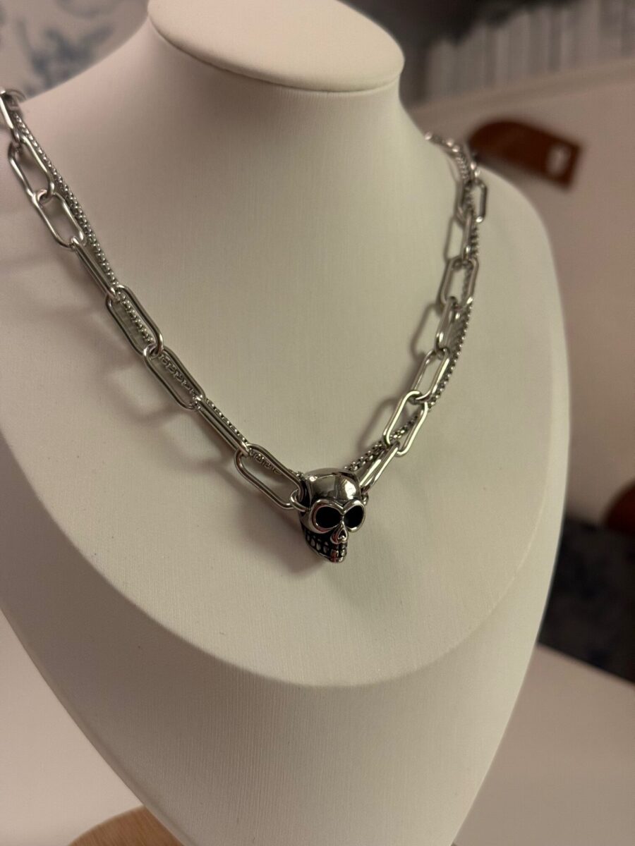 Skull Chain Double Layered Necklace | Stainless Steel Unisex Necklace 18"