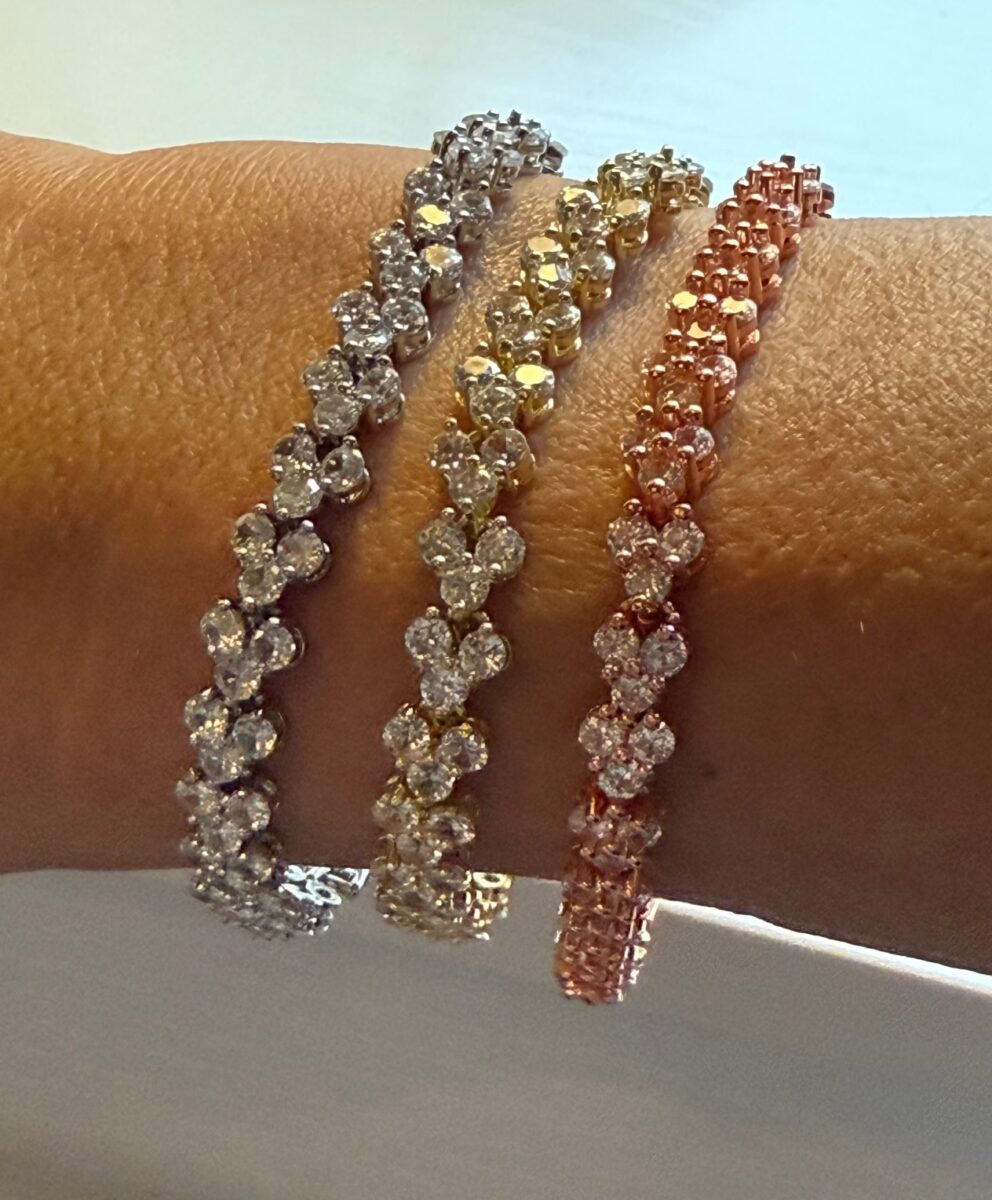 Sparkling Sideways Heart Tennis Bracelet | 925 Sterling Silver