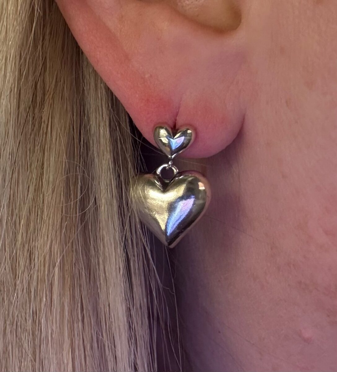 Vintage Love Heart Pendant Earrings | 925 Sterling Silver