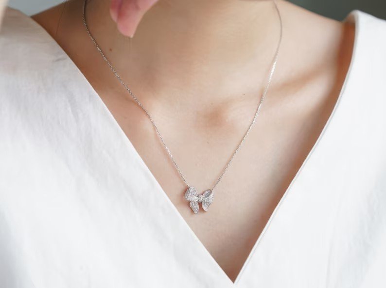 Charming Bow Necklace 925 Sterling Silver | Delivered in Gift Box.
