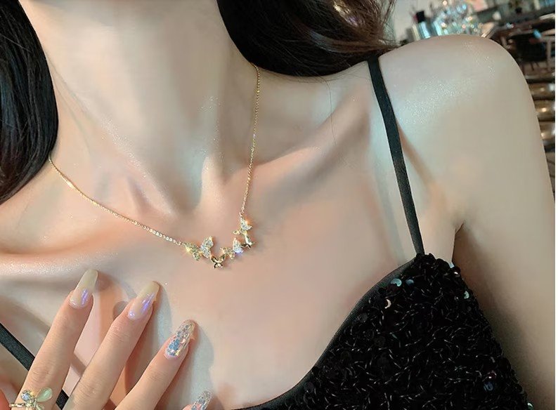 Butterflies Gathering Gold Necklace | 925 Sterling Silver | Comes with Gift Box | Gift for her