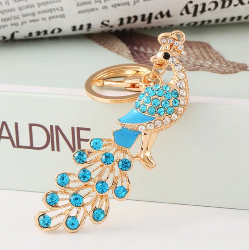 Peacock Teal Crystal Handbag Charm | Keychain  | Gift for Her | Delivered in Gift Bag