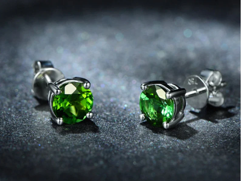 Emerald Stud Earrings | 925 Sterling Silver Earrings |Stud Earrings | Gift for her | May Birthstone | Dark Green Earrings | Green Earrings