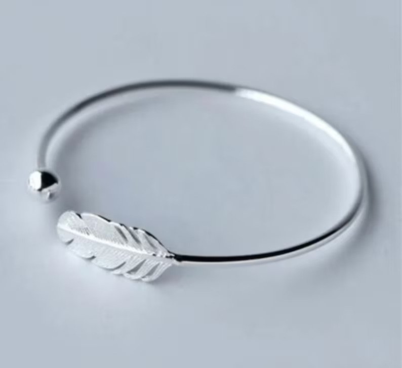 Feather Cuff Adjustable Bracelet | 925 Sterling Silver Stamped | Gift for Her | Delivered in Gift Box.