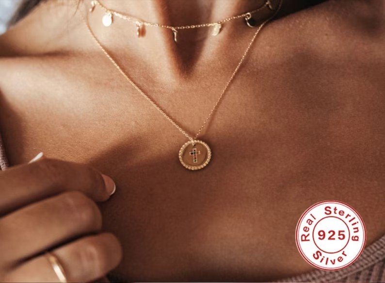 Cross Gold Pendant Necklace | 925 Sterling Silver | Gift For Her | Comes In A Gift Box.