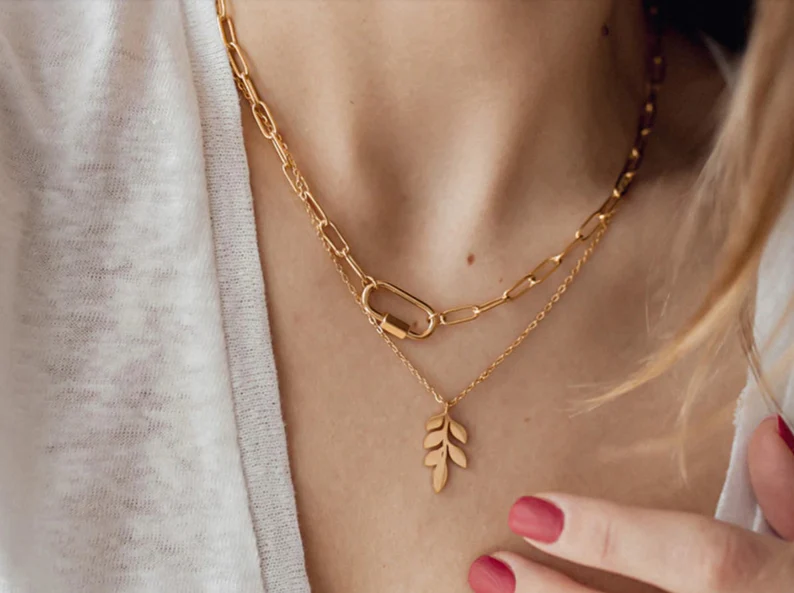 Gold Buckle Paper Clip Necklace | 925 Sterling Silver | Gift for her