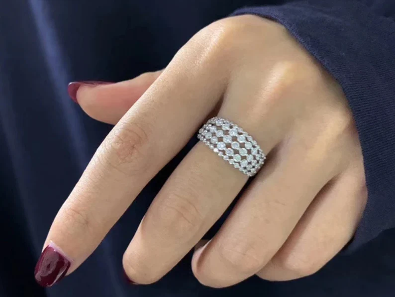 Luxury Simulated Diamond Adjustable Ring | 925 Sterling Silver