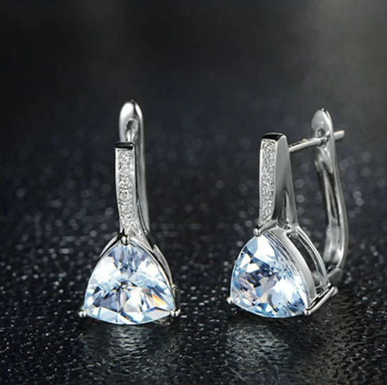 Sky Blue Topaz Spinel Earrings | 925 Sterling Silver
