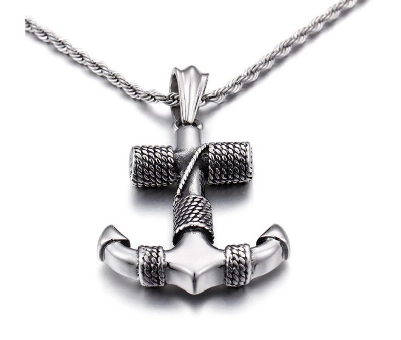 Men's Vintage Viking Silver Anchor Pendant Necklace | Delivered in a Viking Wood Gift Box Ready To Give | Gift for Him