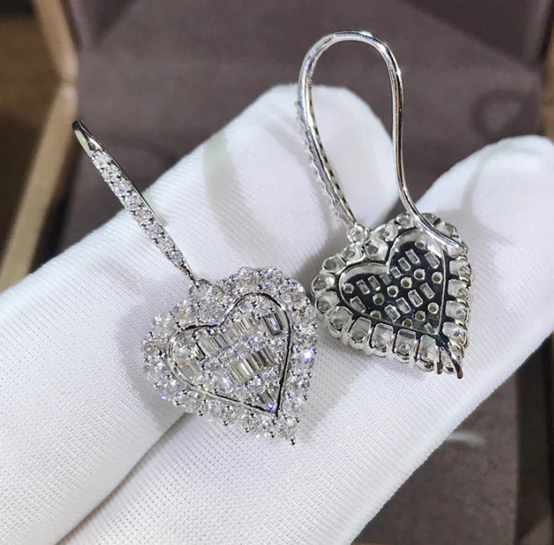 Crystal Halo Heart Earrings | 925 Sterling Silver | Gift For Her