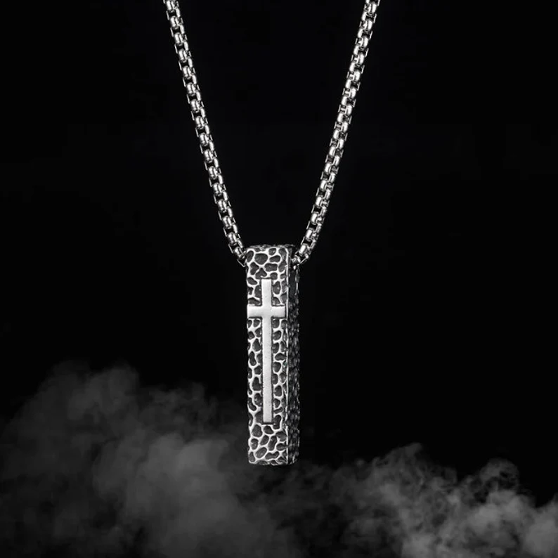 Faith Cross Stainless Steel Pendant Necklace | Men or Women | Delivered in Gift Box | Gift for Him or Her