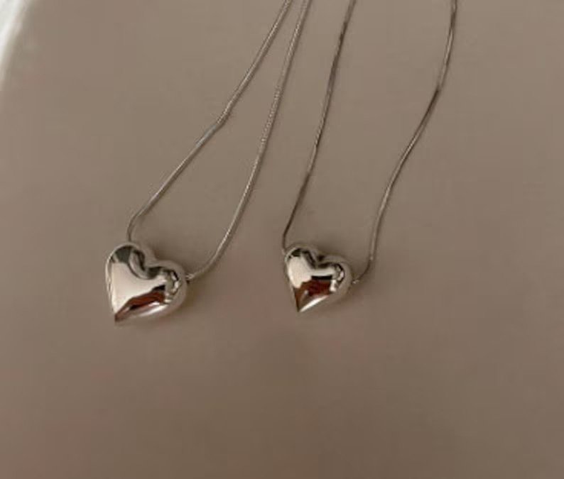 Puffed Heart Pendant Necklace | Sterling Silver | Gift For Her | Delivered in Gift Box.