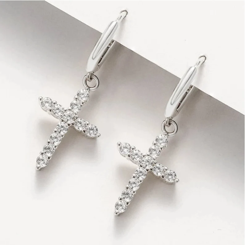 Cross Pendent Earrings | 925 Sterling Silver | Gifts for Her | Religious Earrings | Christian Earrings | Silver Earrings | Gold Earrings