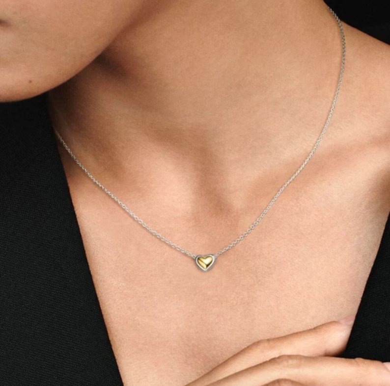 Gold Heart Pendant Necklace | 925 Sterling Silver | Gift for her
