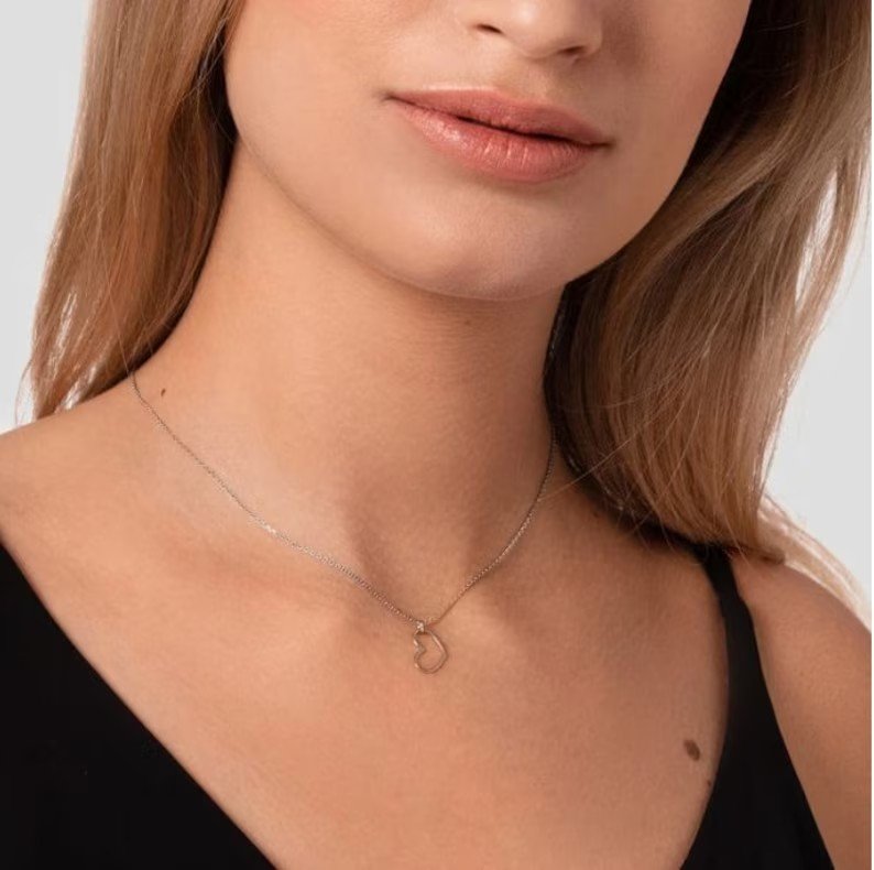 Open Heart Diamond Pendant Necklace | 925 Sterling Silver | Gift For Her | Delivered in a Gift Box