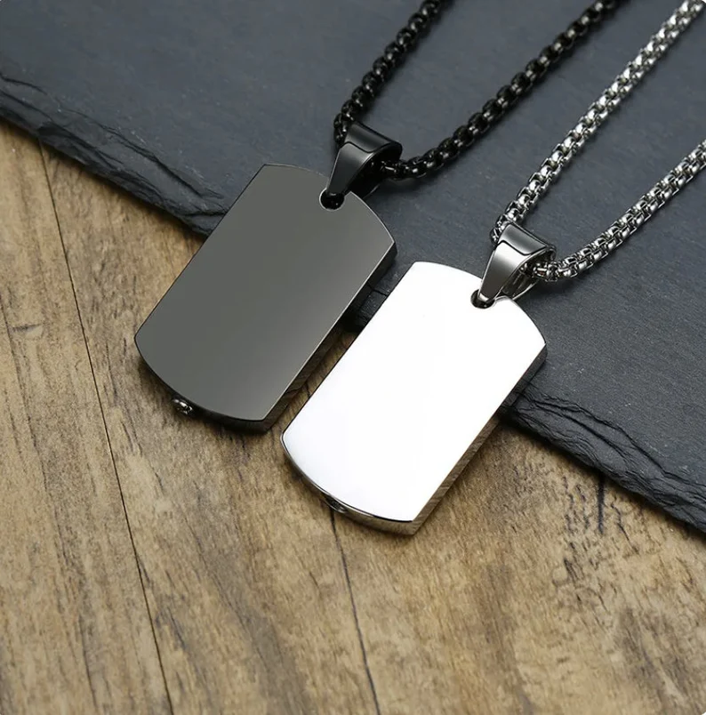Dog Tag Urn Pendant Necklace | Stainless Steel | Urn Jewelry | Available in Black or Silver | Delivered in Gift Box