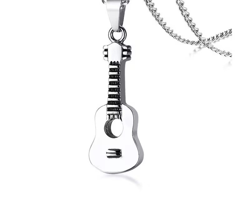 Guitar Necklace | | Stainless Steel | Gift for Him or Her | Delivered in Gift Box. Can be worn as an Urn Necklace or Just a Guitar Necklace