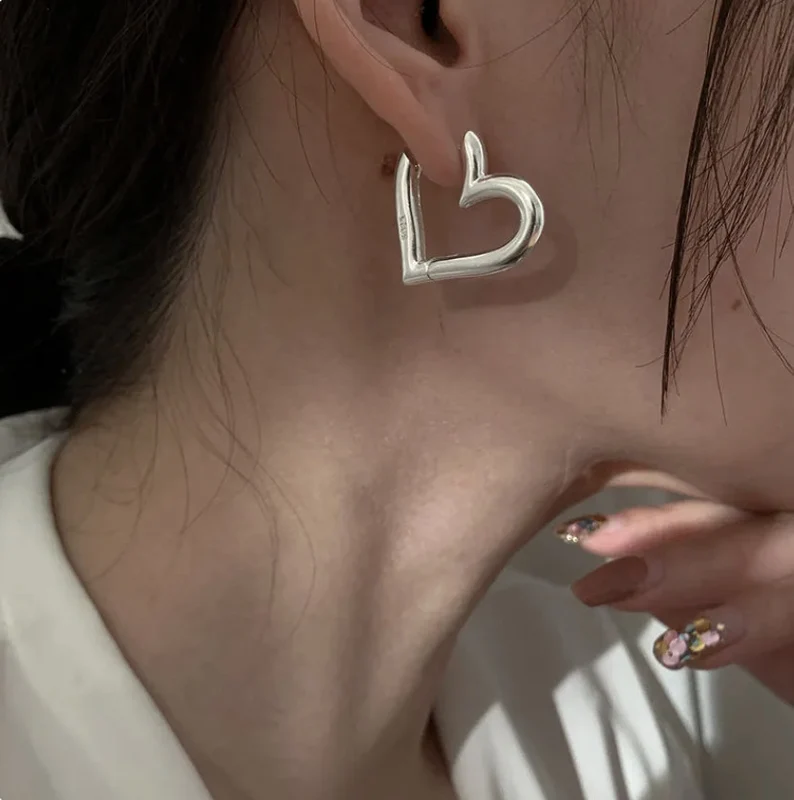 Silver Heart Earrings | 925 Sterling Silver | Gift for her