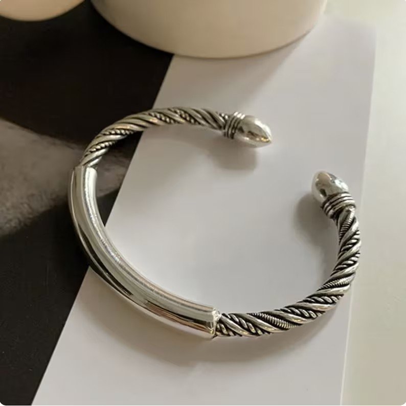 Twisted Modern Cuff Bracelet | 925 Sterling Silver | Gift for Her | Delivered in Gift Box