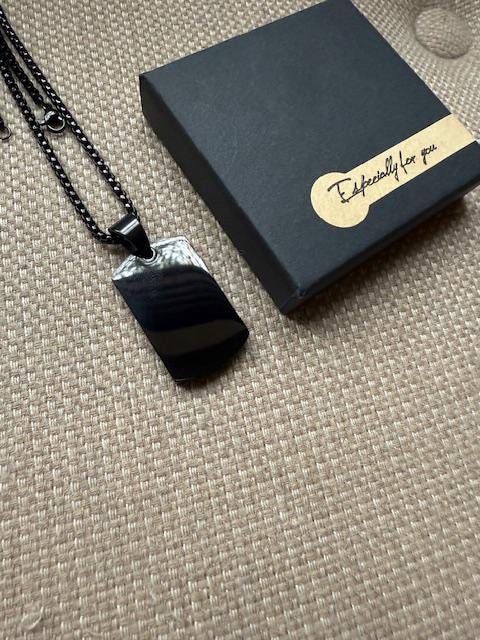 Dog Tag Urn Pendant Necklace | Stainless Steel | Urn Jewelry | Available in Black or Silver