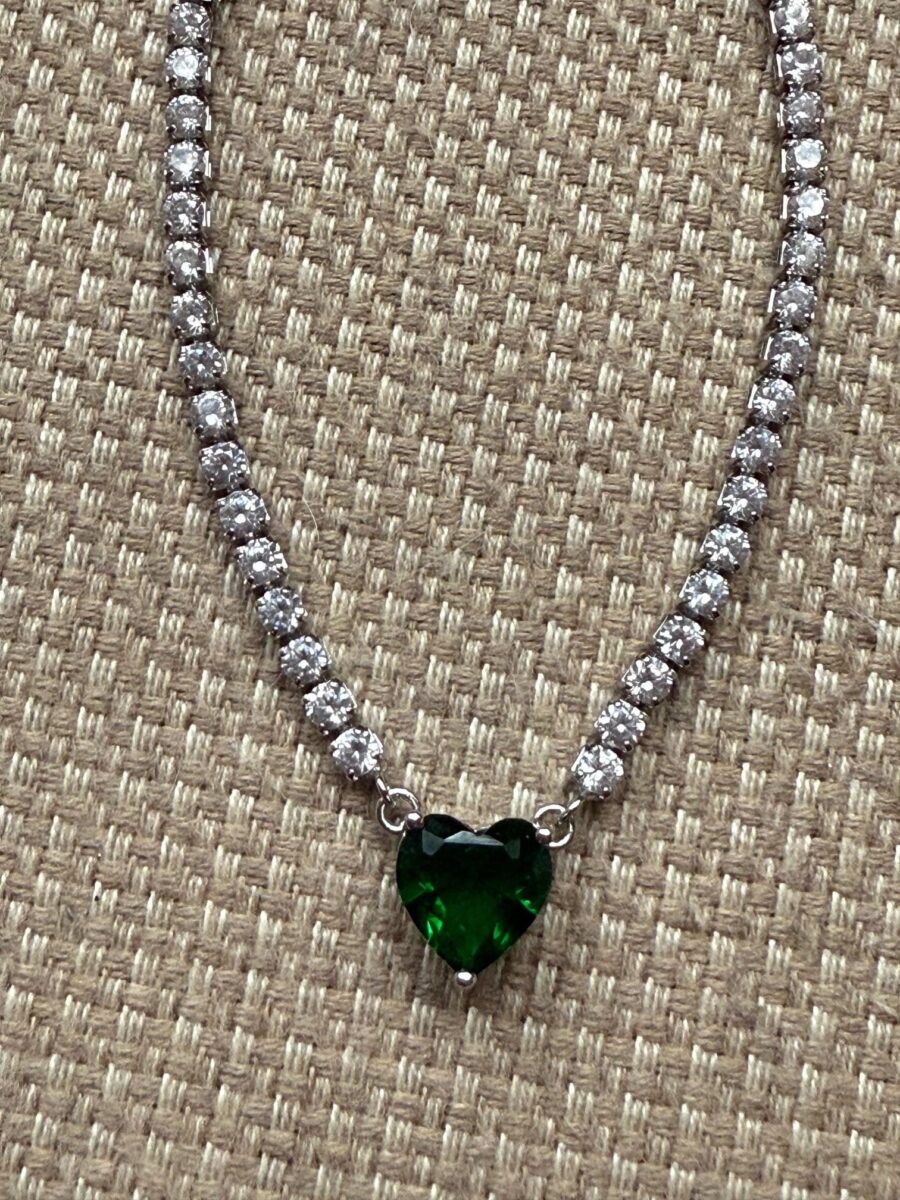 Elegant Emerald Heart Necklace | 925 Sterling Silver