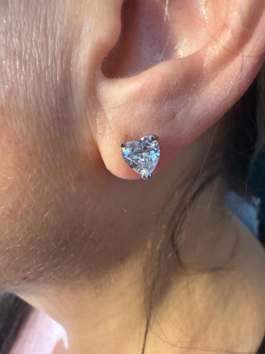 Diamond Heart Earrings | 925 Sterling Silver