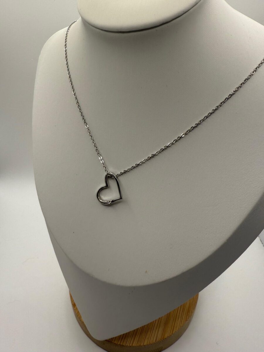 Open Heart Diamond Pendant Necklace | 925 Sterling Silver