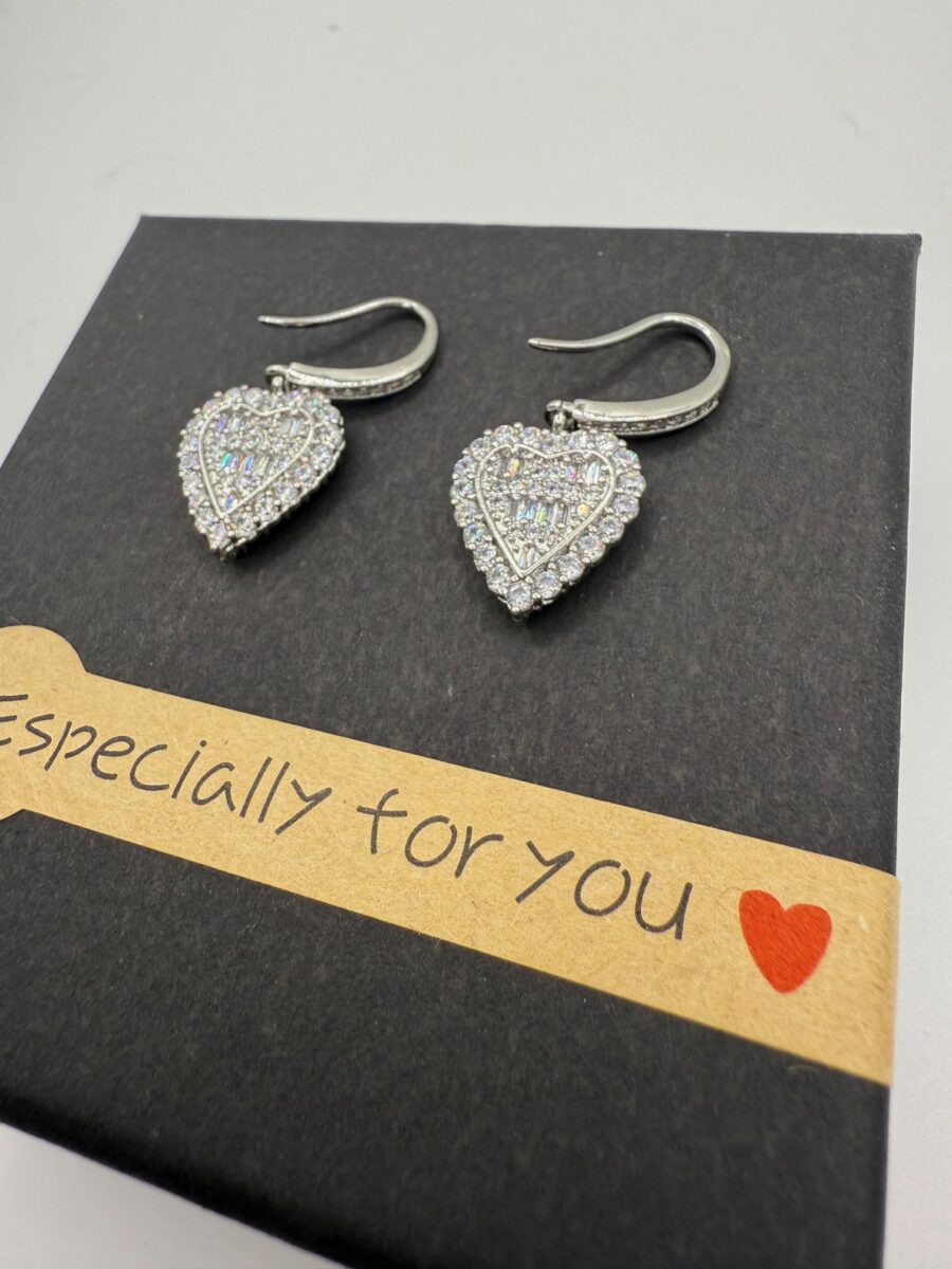 Diamond Halo Heart Earrings | 925 Sterling Silver