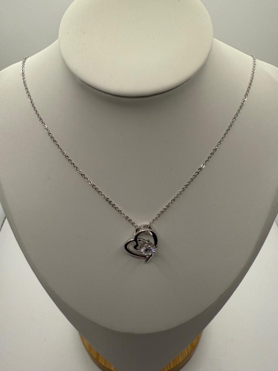 Double Heart Diamond Necklace | 925 Sterling Silver