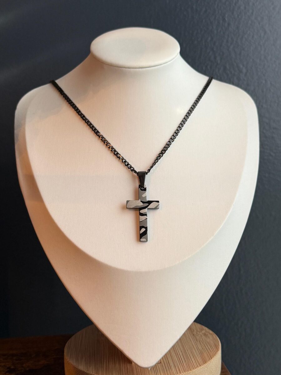Reversible Camo Cross Necklace