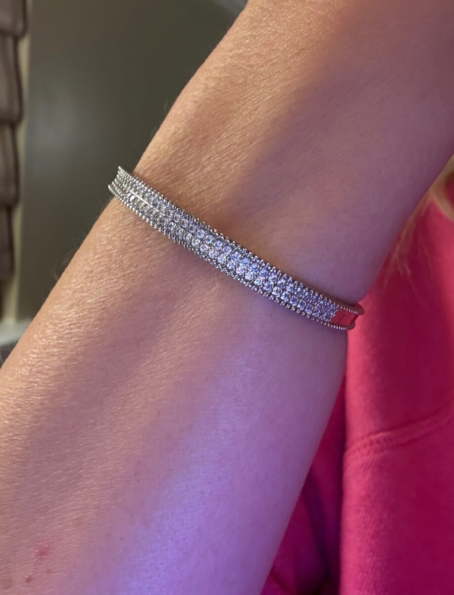 Sparkly Cuff Bracelet | Lab Created Stones | Adjustable Bangle | Gold or Silver